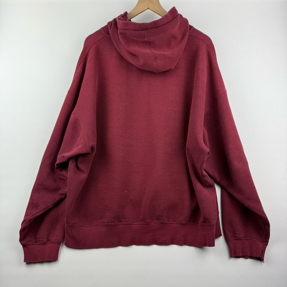 Vintage Harvard Hoodie • 2XL Maroon Embroidered Pullover by J. America - Picture 2 of 10